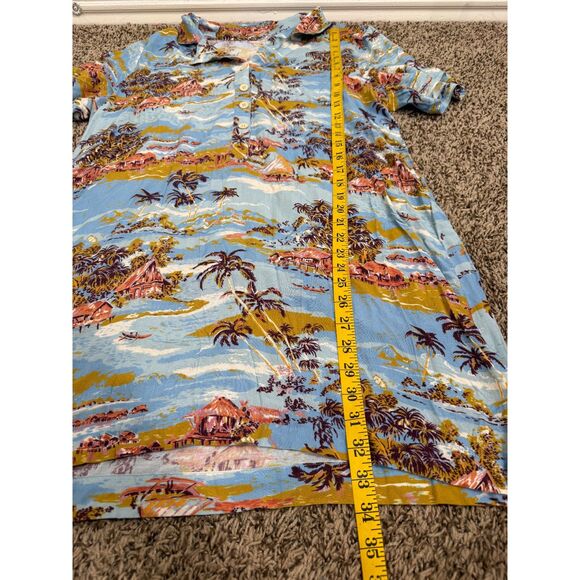 Faherty Womens Blue Travel Pattern Dress L Resortwear Vacation Cruise Tropical - Picture 7 of 7